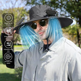 Solar Fan Hat Wide Brim Solar Fan Hat Outdoor Wide Brim Sun Hat with Solar Fan Fishing Hat, Removable & USB Charging Fan B-Dark Gray - 45-Degree Angle