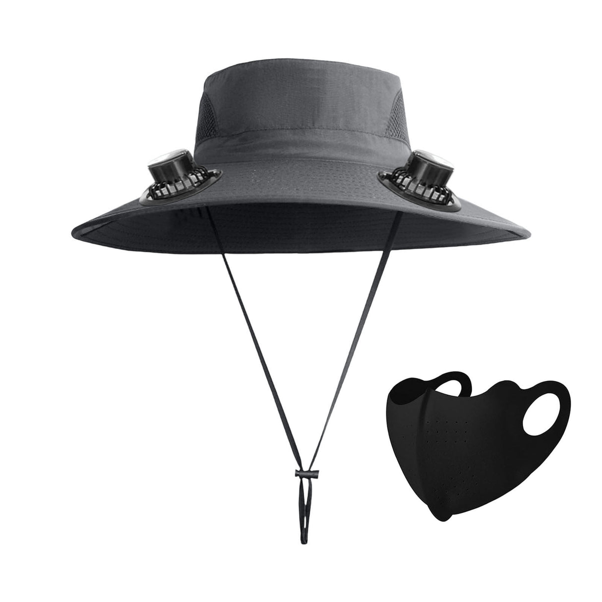 Solar Fan Hat Wide Brim Solar Fan Hat Outdoor Wide Brim Sun Hat with Solar Fan Fishing Hat, Removable & USB Charging Fan C-Dark Gray