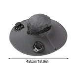 Solar Fan Hat Wide Brim Solar Fan Hat Outdoor Wide Brim Sun Hat with Solar Fan Fishing Hat, Removable & USB Charging Fan C-Dark Gray