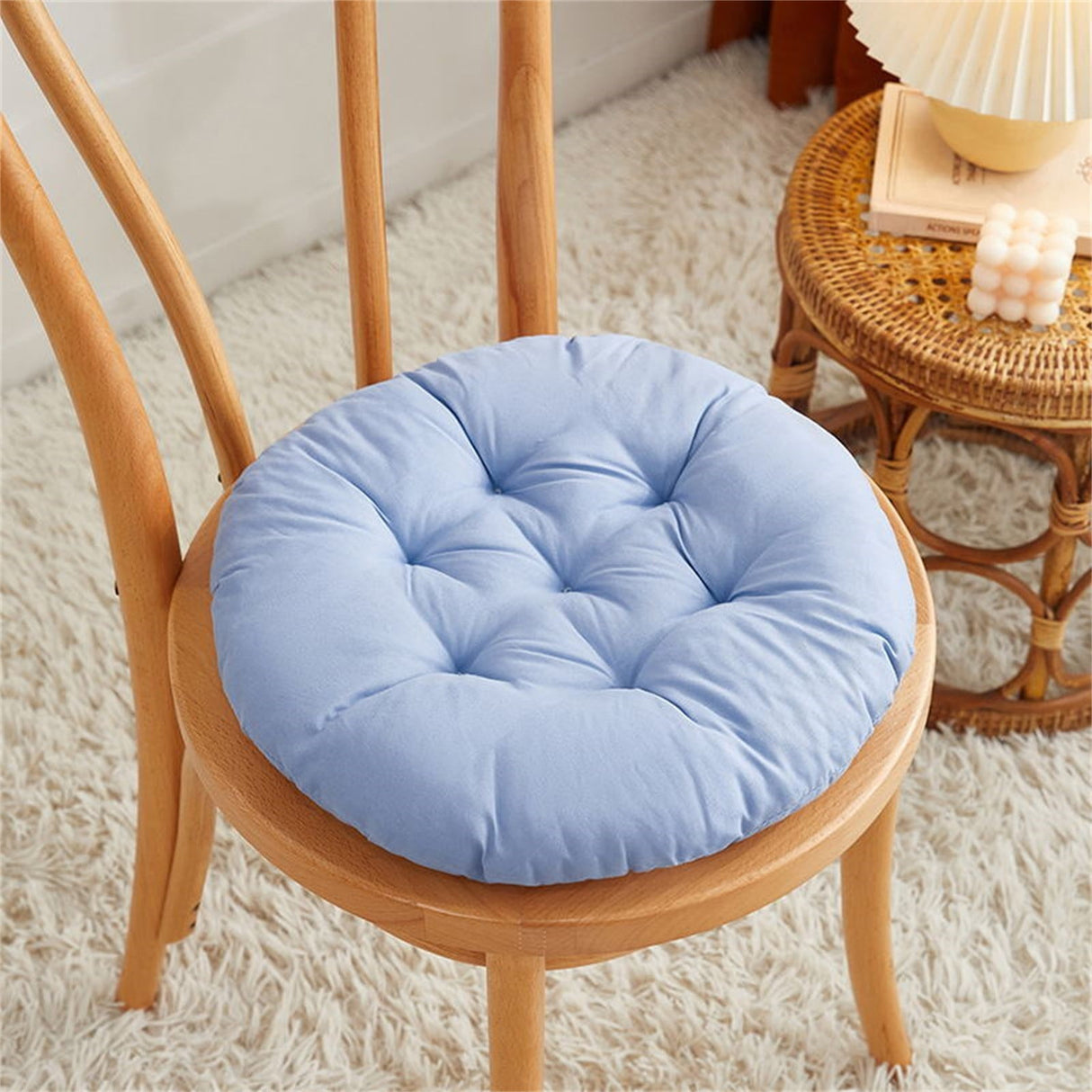 Round Seat Cushion Chair Pads for Kitchen Dining Chairs, Soft Comfort Chair Mat Pillow Cushions for Office Desk Living Room 16 Blue