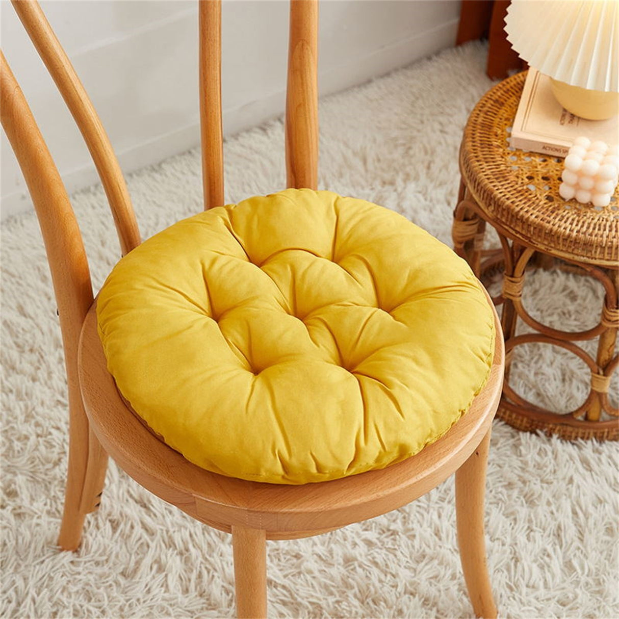 Round Seat Cushion Chair Pads for Kitchen Dining Chairs, Soft Comfort Chair Mat Pillow Cushions for Office Desk Living Room 16 Brown