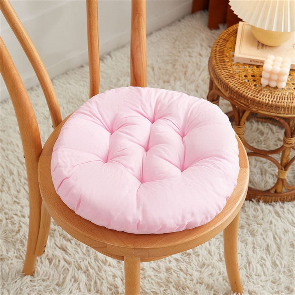 Round Seat Cushion Chair Pads for Kitchen Dining Chairs, Soft Comfort Chair Mat Pillow Cushions for Office Desk Living Room 16 Pink
