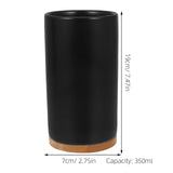1 Set Black Ceramic Bamboo Bathroom Essentials Toothbrush Holder Soap Dispenser Storage