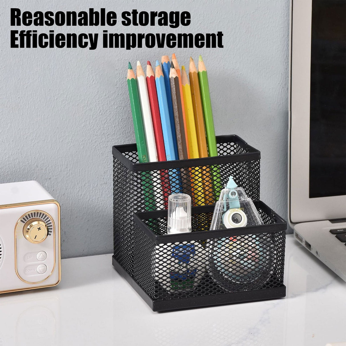 Pen Holder Mesh Pencil Holder Metal Pencil Holders Pen Organizer for Desk Office Pencil Holders, Back to Sch-ool Supplies L