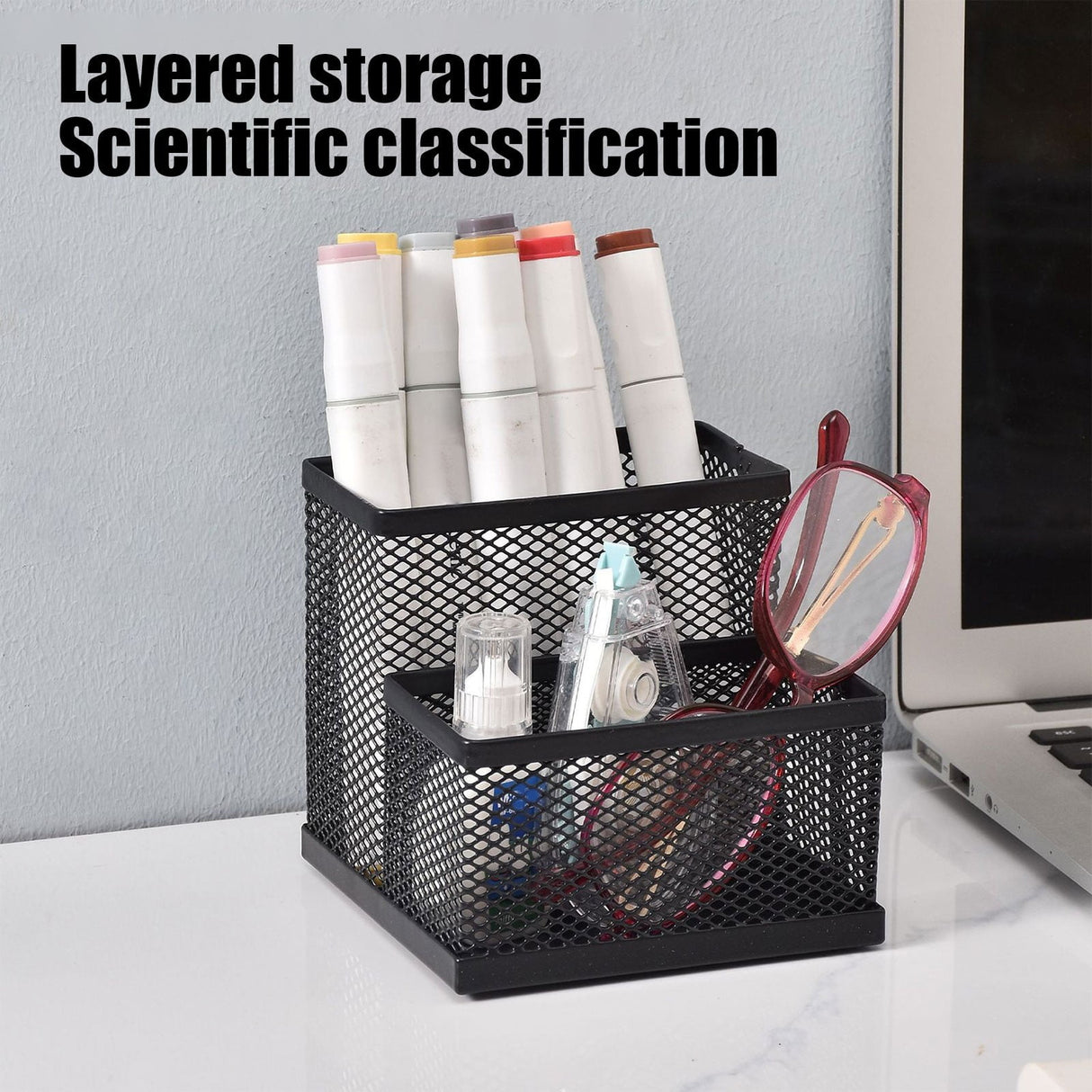 Pen Holder Mesh Pencil Holder Metal Pencil Holders Pen Organizer for Desk Office Pencil Holders, Back to Sch-ool Supplies L