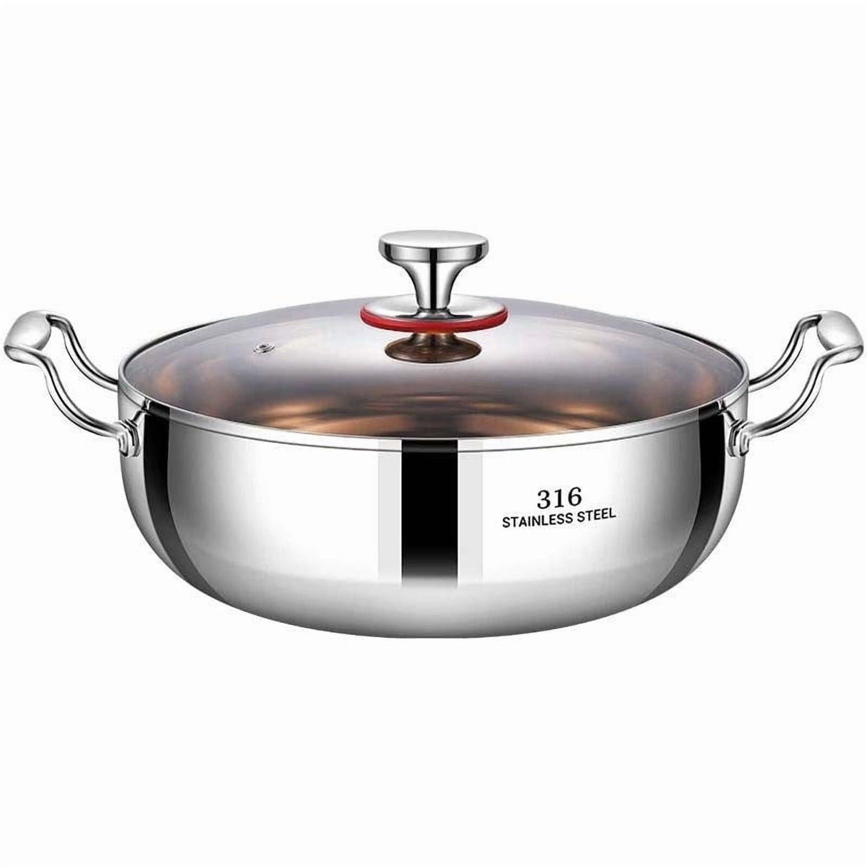 316 Stainless Steel Hot Pot with Lid Large Pots for Cooking Thick Bottom Stew Soup Pots with Lid Stockpot for Pasta, Soup, Simmer Kitchens Appliances Multicolor