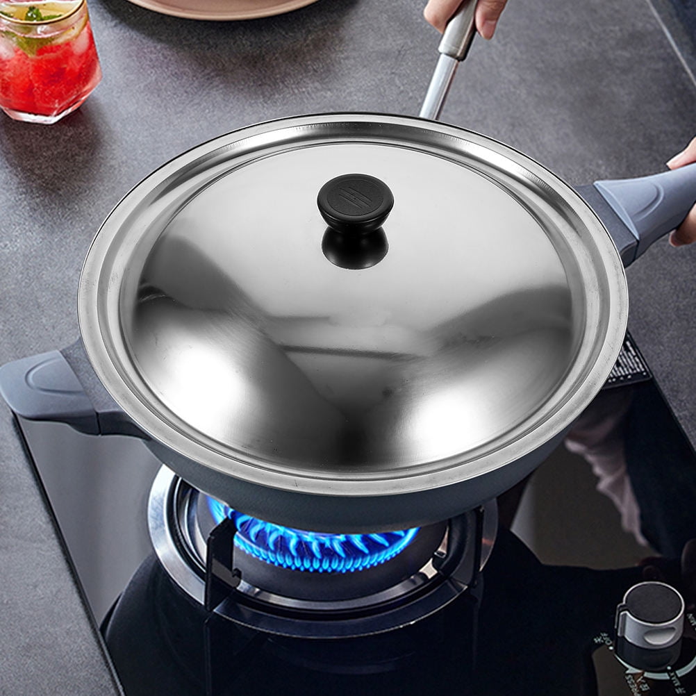 Stainless Steel Pot Lid for Kitchen Easy Clean Universal Pan Cover with Sturdy Handle 11.8 Inches Silver