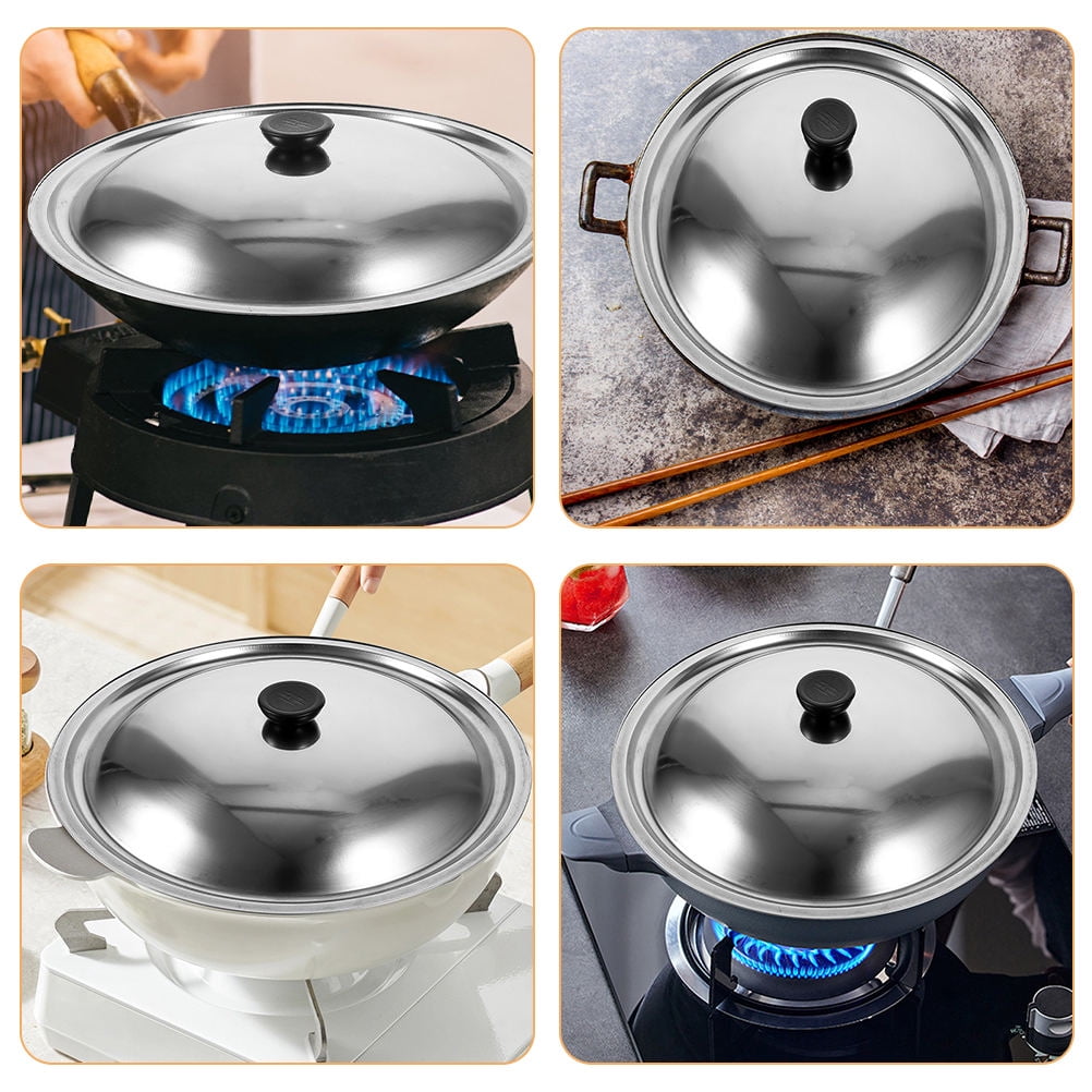 Stainless Steel Pot Lid for Kitchen Easy Clean Universal Pan Cover with Sturdy Handle 11.8 Inches Silver