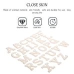 White Letter Iron-On Patches with Embellishments for Clothing Decoration, 26 Pieces Polyester Set