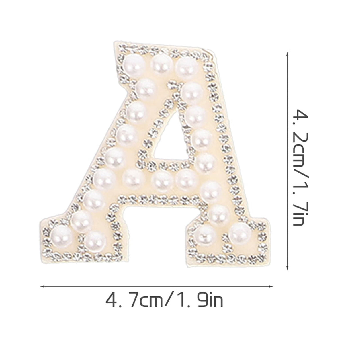 White Letter Iron-On Patches with Embellishments for Clothing Decoration, 26 Pieces Polyester Set