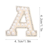 White Letter Iron-On Patches with Embellishments for Clothing Decoration, 26 Pieces Polyester Set