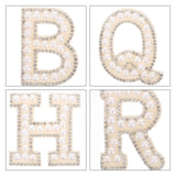 White Letter Iron-On Patches with Embellishments for Clothing Decoration, 26 Pieces Polyester Set - Side View