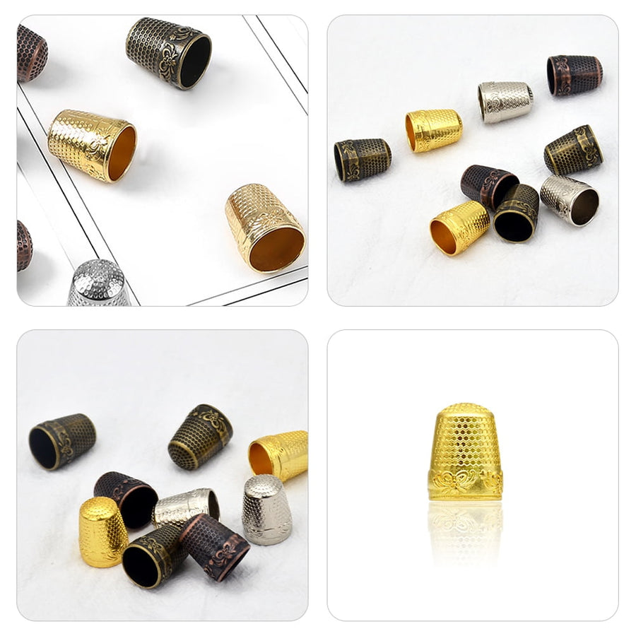 Portable Copper Thimble Golden Sewing Accessory for Beginners 10Pcs