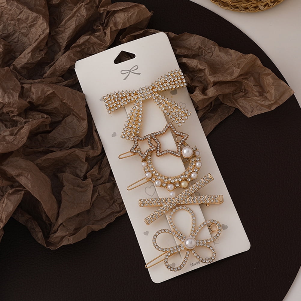 5-Pack Rhinestone Hair Barrettes Small Sparkling Hair Clips for Women Daily Wear and Stylish Accessories