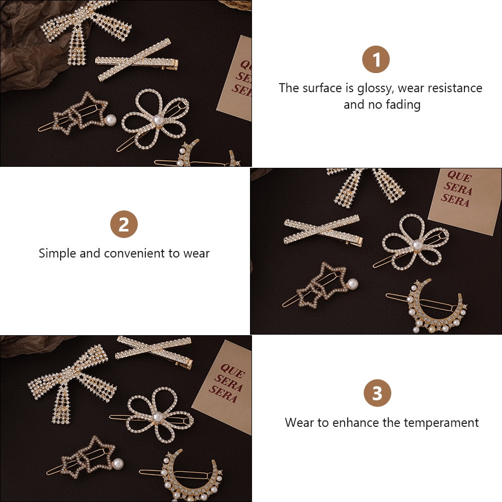 5-Pack Rhinestone Hair Barrettes Small Sparkling Hair Clips for Women Daily Wear and Stylish Accessories