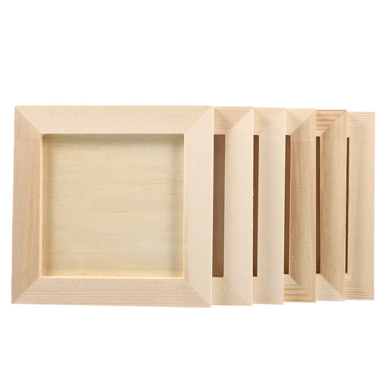 Plain Wooden Picture Frames for Crafting Khaki Plastic 6Pcs for Family Gift