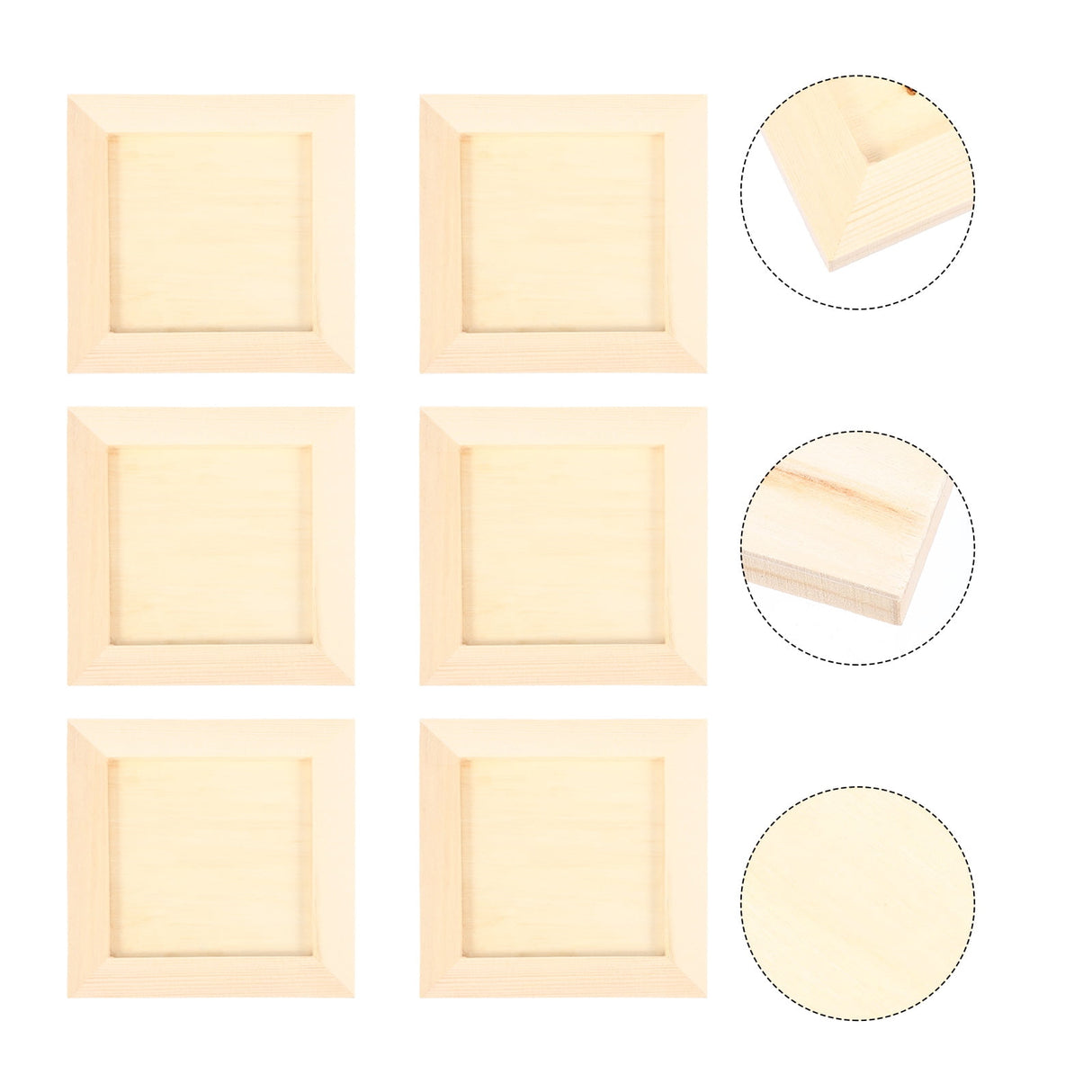 Plain Wooden Picture Frames for Crafting Khaki Plastic 6Pcs for Family Gift