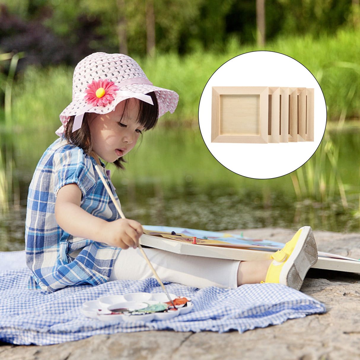 Plain Wooden Picture Frames for Crafting Khaki Plastic 6Pcs for Family Gift