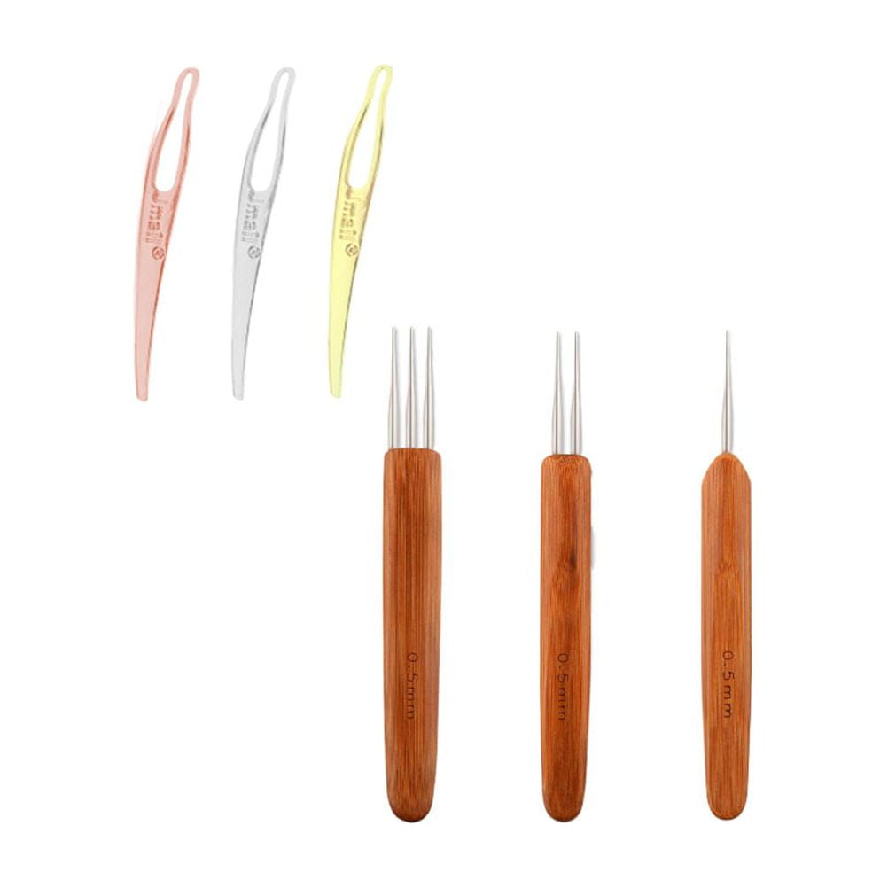 Tool Dreadlock Wooden Crochet Hooks Set with Hairpin Supplies, Assorted