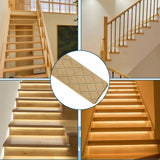 Chmadoxn 4-Piece Non-Slip Stair Treads, Self-Adhesive Striped Carpet Mats, Absorbent & Quiet Step Pads, Can Be Cut to Fit, Washable for Indoor Staircase Safety\u200b\u200b Beige - Close-Up Angle