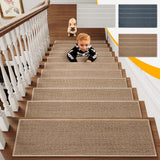 Chmadoxn 4-Piece Non-Slip Stair Treads, Self-Adhesive Striped Carpet Mats, Absorbent & Quiet Step Pads, Can Be Cut to Fit, Washable for Indoor Staircase Safety\u200b\u200b Brown 1