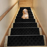 Chmadoxn 4-Piece Non-Slip Stair Treads, Self-Adhesive Striped Carpet Mats, Absorbent & Quiet Step Pads, Can Be Cut to Fit, Washable for Indoor Staircase Safety\u200b\u200b Gray - Top-Down View