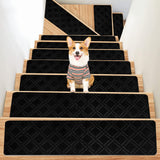 Chmadoxn 4-Piece Non-Slip Stair Treads, Self-Adhesive Striped Carpet Mats, Absorbent & Quiet Step Pads, Can Be Cut to Fit, Washable for Indoor Staircase Safety\u200b\u200b Gray - 45-Degree Angle