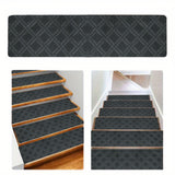 Chmadoxn 4-Piece Non-Slip Stair Treads, Self-Adhesive Striped Carpet Mats, Absorbent & Quiet Step Pads, Can Be Cut to Fit, Washable for Indoor Staircase Safety\u200b\u200b Gray 3 - Close-Up Angle