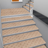 Chmadoxn 4-Piece Non-Slip Stair Treads, Self-Adhesive Striped Carpet Mats, Absorbent & Quiet Step Pads, Can Be Cut to Fit, Washable for Indoor Staircase Safety\u200b\u200b Khaki