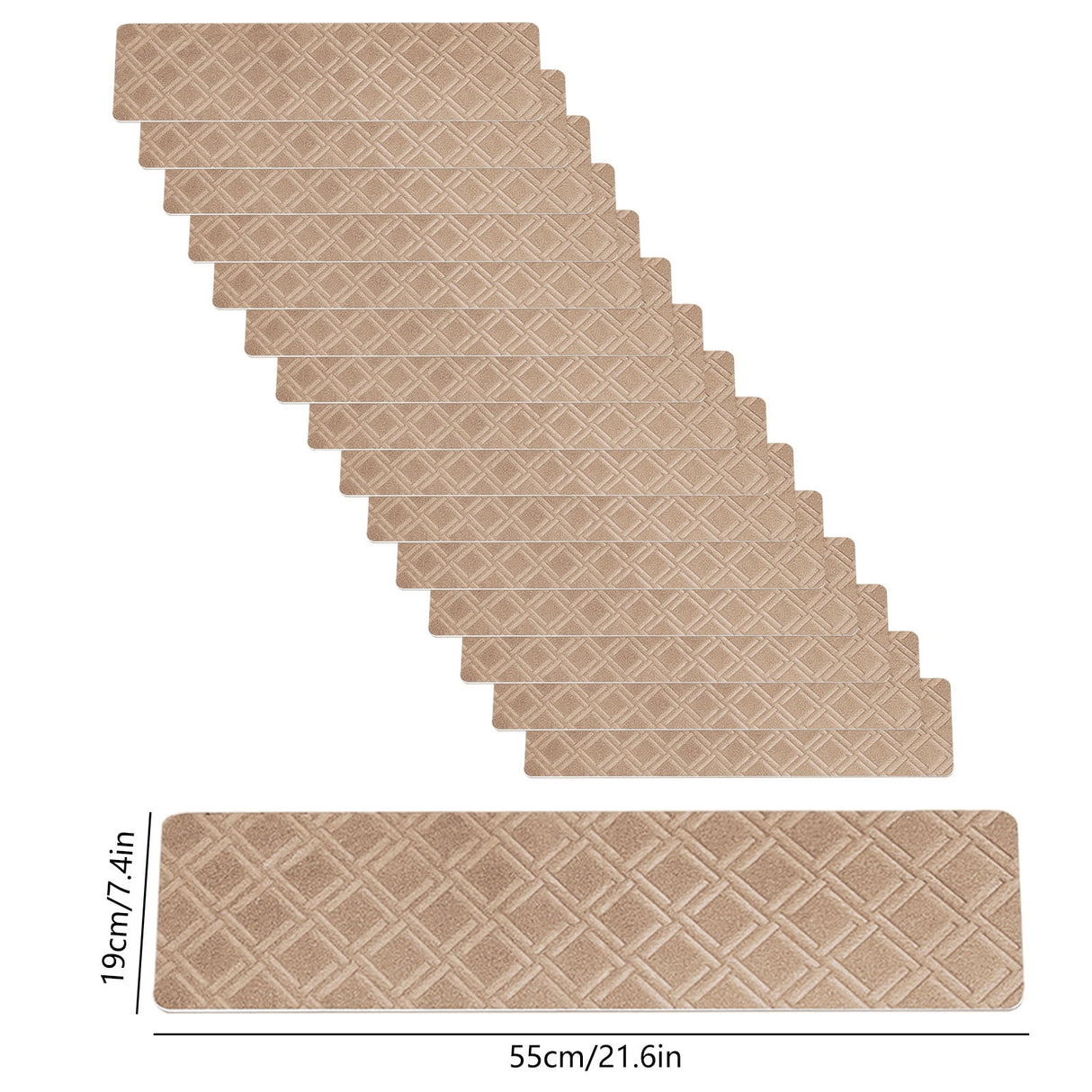 Chmadoxn 4-Piece Non-Slip Stair Treads, Self-Adhesive Striped Carpet Mats, Absorbent & Quiet Step Pads, Can Be Cut to Fit, Washable for Indoor Staircase Safety\u200b\u200b Khaki