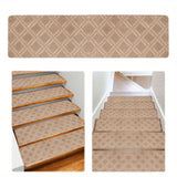 Chmadoxn 4-Piece Non-Slip Stair Treads, Self-Adhesive Striped Carpet Mats, Absorbent & Quiet Step Pads, Can Be Cut to Fit, Washable for Indoor Staircase Safety\u200b\u200b Khaki - Close-Up Angle