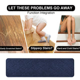 Chmadoxn 4-Piece Non-Slip Stair Treads, Self-Adhesive Striped Carpet Mats, Absorbent & Quiet Step Pads, Can Be Cut to Fit, Washable for Indoor Staircase Safety\u200b\u200b Navy