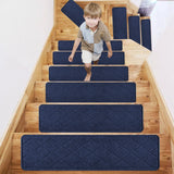 Chmadoxn 4-Piece Non-Slip Stair Treads, Self-Adhesive Striped Carpet Mats, Absorbent & Quiet Step Pads, Can Be Cut to Fit, Washable for Indoor Staircase Safety\u200b\u200b Navy - Extra Image