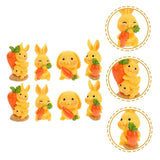 8Pcs Resin Craft Rabbit Miniatures Yellow Bunny Figurines for Home Garden Easter Decoration