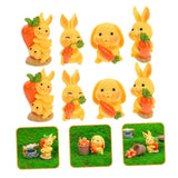 8Pcs Resin Craft Rabbit Miniatures Yellow Bunny Figurines for Home Garden Easter Decoration - Rear View