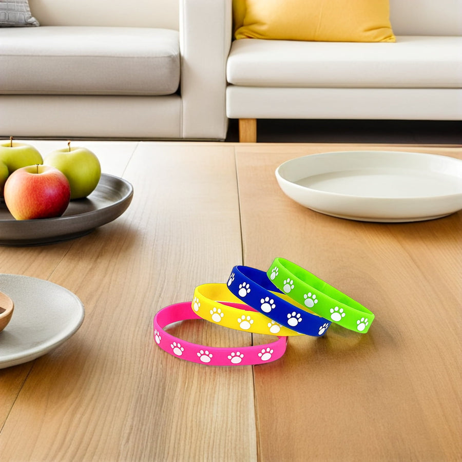 32Pcs Cute Dog Paw Print Silicone Bracelets Soft Comfortable Wristbands