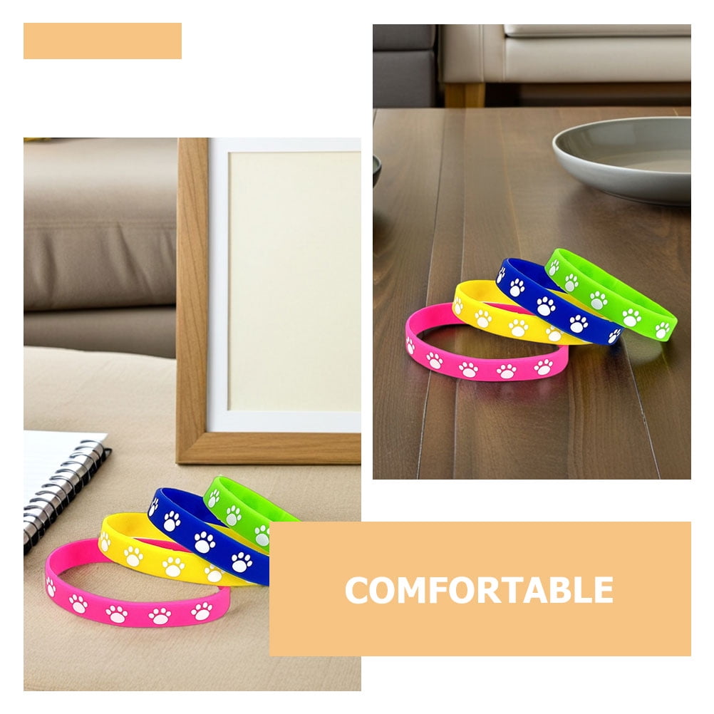 32Pcs Cute Dog Paw Print Silicone Bracelets Soft Comfortable Wristbands