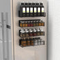 Magnetic Spice Rack Organizer Mesh Design for Refrigerator Oven, Black Storage Rack for Kitchen Spices Condiments, Easy Install Fridge Organizer Black