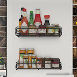 Magnetic Spice Rack Organizer Mesh Design for Refrigerator Oven, Black Storage Rack for Kitchen Spices Condiments, Easy Install Fridge Organizer Black