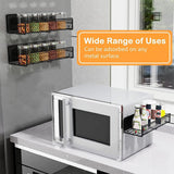 Magnetic Spice Rack Organizer Mesh Design for Refrigerator Oven, Black Storage Rack for Kitchen Spices Condiments, Easy Install Fridge Organizer Black