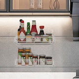 Magnetic Spice Rack Organizer Mesh Design for Refrigerator Oven, Black Storage Rack for Kitchen Spices Condiments, Easy Install Fridge Organizer White