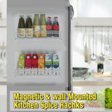 Magnetic Spice Rack Organizer Mesh Design for Refrigerator Oven, Black Storage Rack for Kitchen Spices Condiments, Easy Install Fridge Organizer White
