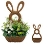 Bunny Basket Hanging Wall Pocket Spring Decor, Hand Woven Wicker Easter Basket, Wicker Easter Baskets Rabbit Statue Spring Wreath for Front Door Brown