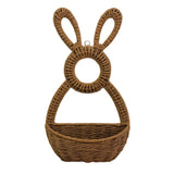 Bunny Basket Hanging Wall Pocket Spring Decor, Hand Woven Wicker Easter Basket, Wicker Easter Baskets Rabbit Statue Spring Wreath for Front Door Brown