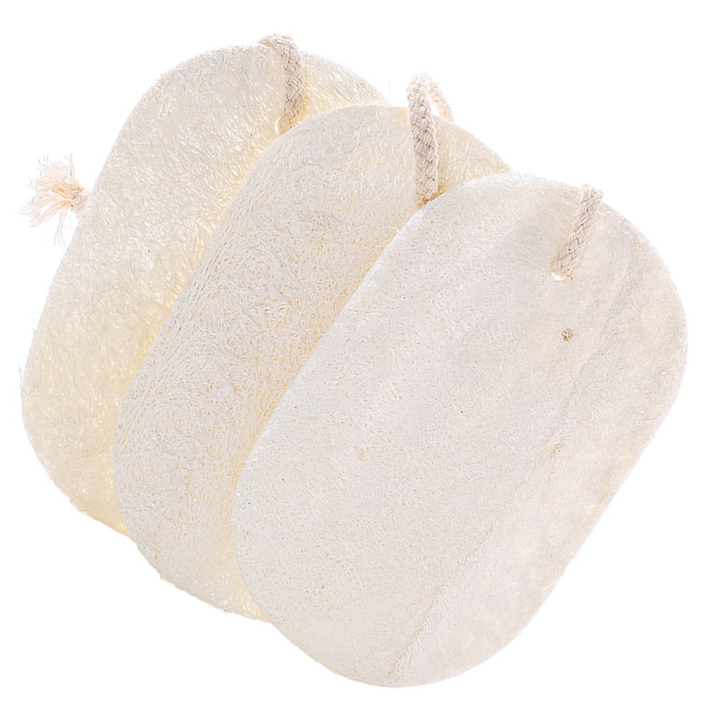 3-Pack Natural Loofah Sponge Kitchen Scrubber Set with High Absorption Beige Multipurpose Cleaning Brushes