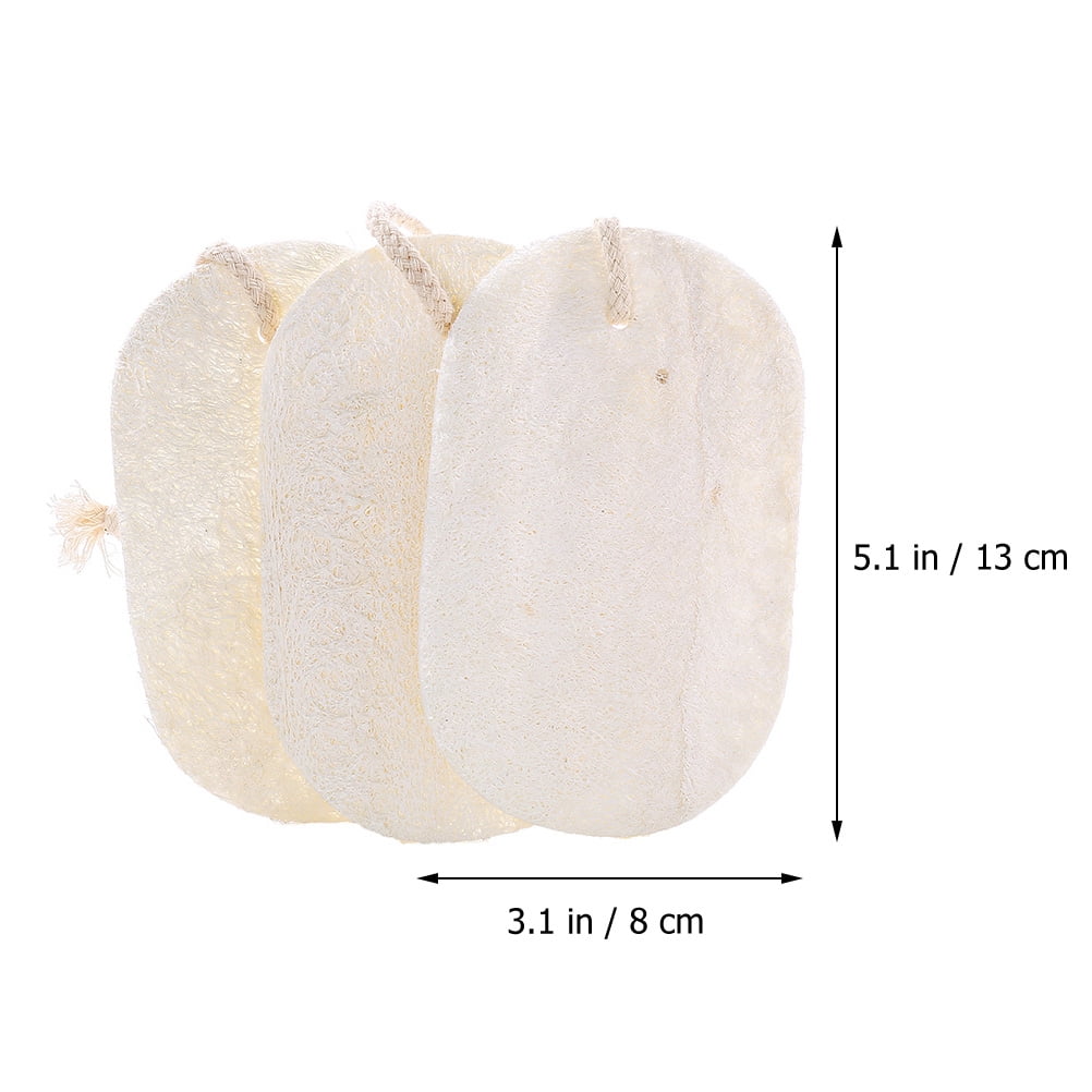 3-Pack Natural Loofah Sponge Kitchen Scrubber Set with High Absorption Beige Multipurpose Cleaning Brushes