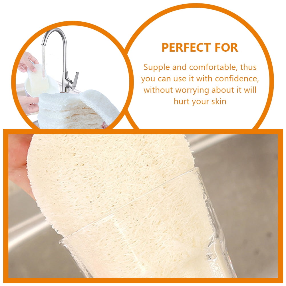 3-Pack Natural Loofah Sponge Kitchen Scrubber Set with High Absorption Beige Multipurpose Cleaning Brushes