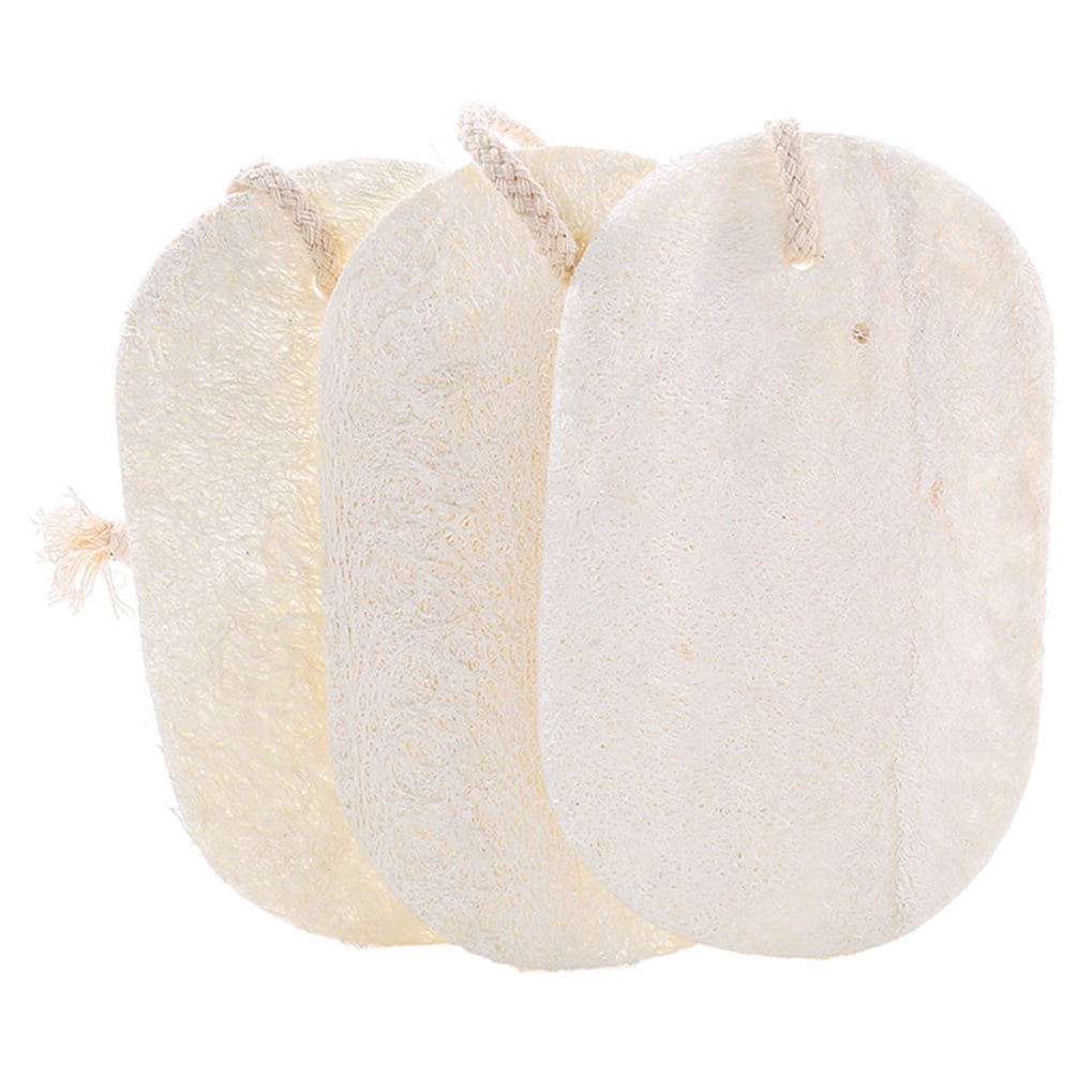 3-Pack Natural Loofah Sponge Kitchen Scrubber Set with High Absorption Beige Multipurpose Cleaning Brushes