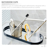 2Pcs Reusable Bathroom Mouthwash Cups with Handle Large Capacity As Material Drinking Tumblers - Close-Up Angle