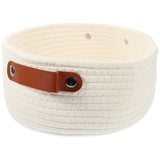 White Woven Storage Basket with Handle for Everyday Home Organization and Storage Solutions